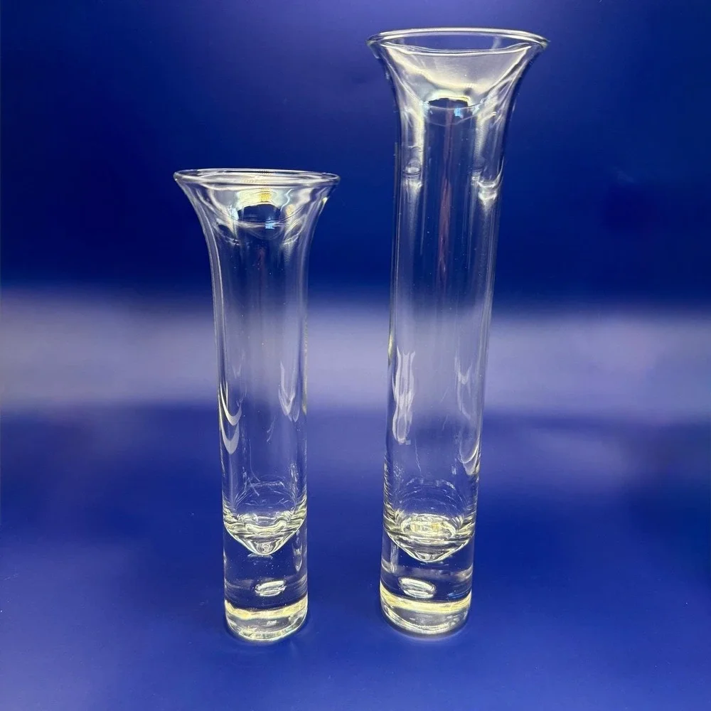 Crown Corning Horizon Bud Vase Set 8" & 10" Vintage Australian Crystal Glass-Box - Picture 2 of 13